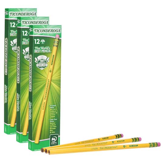 Ticonderoga&#xAE; #1 Extra Soft Yellow Unsharpened Pencils, 3 Packs of 12